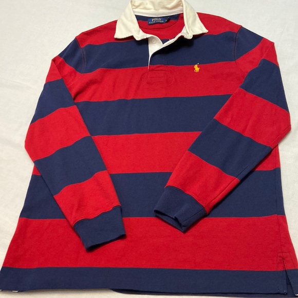 Polo Ralph Lauren Other - Polo Ralph Lauren Red & Blue Stripe Long-Sleeve Mens Polo Shirt - NEW-  Size M